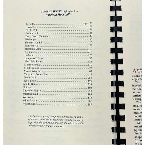 Cookbook Virginia Hospitality The Junior League Of Hampton Roads Recipes Meals - Picture 7 of 14